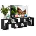 Giantex 3PCS TV Cabinet Entertainment Unit w/Open Shelf & DIY Design Home Office Storage Bookcase Shelf Black