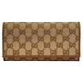 Gucci Women's GG Canvas Leather Long Wallet Beige/Brown