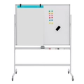 Costway 120x90cm Magnetic Mobile Whiteboard Dry Erased Adjustable Board School Office w/Accessories White