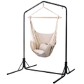 Outdoor Hanging Hammock Pillow Chair with Stand - Cream