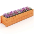 Costway Garden Bed 1.1x0.3x0.3m Wooden Planter Box Raised Planting Container Flower Vegetable Pot