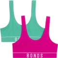 Bonds Girls Retro Rib Tank Crops 2 Pack - Pink & Green