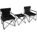 Costway Camping Chairs Table Set Portable Lawn Chair & Side Table w/Bottle Holder Lightweight & Oversized