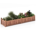 Costway Wood Raised Garden Bed Divisible Planter Box w/ Corner Drainage & Non-woven Liner 23x0.6x0.4M