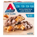 5pc Atkins Advantage Low Sugar/Carb Caramel Chocolate Protein Nut Roll Bars 44g