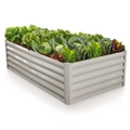 MY FARM 180 x 90 x 45cm Raised Garden Bed, Rectangular, Corrugated Metal, with Ground Stakes, Light Grey