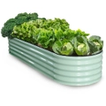 MY FARM 240 x 80 x 42cm Raised Garden Bed, Oval, Corrugated Metal, Light Green
