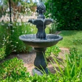 PROTEGE 3 Tier Bird Bath Solar Water Fountain - Dark Grey