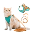 Pet Harness and Leash Set with Reflective Strip for Cats Small Dogs-L-Green&orange