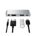 4 in 1 Audio HDMI USB 3.5 Type-C Docking Hub-Grey