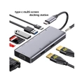 Docking Station 9-in-1 Triple Display Adapter 2 HDMI-compatible VGA PD3.0 TF Card Reader 3.5mm Audio USB-C Hub for PC