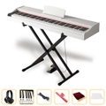 Maestro MDP300WH Beginner Portable Digital Piano 88 Hammer Action Keys (WHITE) w/ Keyboard Stand