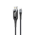Remax RC-096a High-Speed USB Type-C 1.2-meter 2.1A Cable with Smart Digital Display - Durable Braided Fast Charging & Data Sync - Black