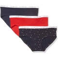 Tommy Hilfiger Women's Cotton Hipster Underwear 3 Pack - Tommy Sky, Apple Red, Navy Blazer