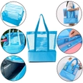Double Layer Mesh Duffel Storage Handbag - Blue