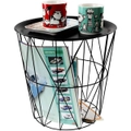 6 x WIRE ROUND STORAGE BASKETS W/ METAL LID Decorative Home Removable Table Top Utility Storage Bin for Heavy Duty Use In Office, Craft Room, Kitchen