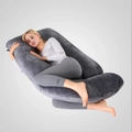 Pregnancy Pillow J-Shaped Full Body Support Maternity Pillow Nursing Sleeping Pillows(Dark Grey)