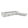 Foret 6 Seater Arm Sofa Modular Ottoman Velvet Tufted Lounge Couch Chaise Beige