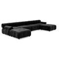 Foret 6 Seater Sofa Modular Arm Ottoman Tufted Velvet Lounge Couch Chaise Black