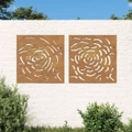 Garden Wall Decorations 2 pcs 55x55 cm Corten Steel Rose Design vidaXL