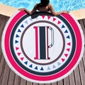 Creative Letter "P" on Water Absorbent Sandproof Quick Dry Round Beach Towel Beach Blanket Beach Mat 59 Inches Diameter 40010-16