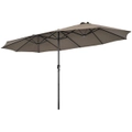 Costway 4.7M Patio Double-Sided Umbrella Outdoor Garden Sun Shade Extra Large Hand-Crank Metal Frame Brown