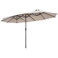 Costway 4.7M Patio Double-Sided Umbrella Outdoor Garden Sun Shade Extra Large Hand-Crank Metal Frame Beige