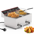 ADVWIN Electric Deep Fryer, 16L Countertop Fryer w/Time Control and Oil Filtration, Deep Fryer for Family Use, Silver