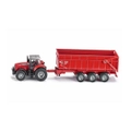 Siku 1:87 Scale Massey Fergson Tractor With Trailer Diecast Model Toy Red