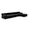 Foret 5 Seater Sofa Modular Arm Ottoman Tufted Velvet Lounge Couch Chaise Black