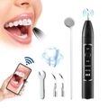 Ultrasonic Teeth Cleaner with Camera Dental Scaler Calculus Tartar Plaque Remover Electric Stains Removal Cleaning Tool Kit 3 Modes 2 Heads LED