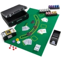 Costway 300Pcs Poker Chip Set Casino Texas Hold'em Gambling Game Dice Cards Lockable Case Poker Felt Card Shuffler & Shoe