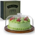 Acacia Wood Cake Stand with Dome Lid and Acrylic Cover