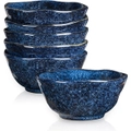 Small Ceramic Dessert Bowls Set - 10 oz, Set of 6, Microwave & Dishwasher Safe (Starry Blue)