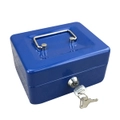 Blue Portable Sturdy Metal Money Box Cash Box With Coin Tray Petty Cash