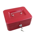 Red Portable Sturdy Metal Money Box Cash Box With Coin Tray Petty Cash