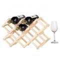 10 Bottle Red Wine Rack Holder Mount Bar Display Shelf Folding Wood Organiser