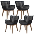 Stud Set of 4 Rope Outdoor Dining Chair with Solid Eucalyptus Timber Wood Frame