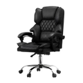 Oikiture Massgae Office Chair Computer Racer PU Leather Seat Recliner Black