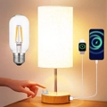 CLORA Bedside Lamp Touch Control Table Lamp with USB Charging Ports Dimmable
