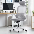 Oikiture Mesh Office Chair Executive Fabric Gaming Seat Racing Tilt Computer White