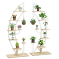 Costway 2× Metal Plant Stand Rack Ladder 6-Tier Planter Shelf w/ Top Hook Modern Flower Pot Holder