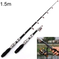 Portable Telescopic Fishing Rod Mini Fishing Pole Extended Length: 1.5m (Black Clip Reel Seat)