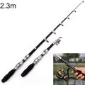 Portable Telescopic Fishing Rod Mini Fishing Pole Extended Length: 2.3m (Black Clip Reel Seat)