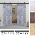 Sliding Door with Hardware Set Home Single Barn Door Solid Pine Wood vidaXL