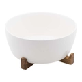 Ladelle Alto Oven To Table Porcelain/Acacia 28cm Large Bowl w/ Trivet White
