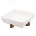 Ladelle Alto Oven To Table Porcelain/Acacia 28cm Square Dish w/ Trivet White