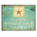 Country Metal Tin Sign Wall Art Please Remove Shoes Plaque Rustic
