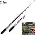 Portable Telescopic Fishing Rod Mini Fishing Pole Extended Length: 2.1m (Black Clip Reel Seat)