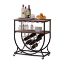 Industrial Wine Rack Cart with Glass Holder Vintage Brown
